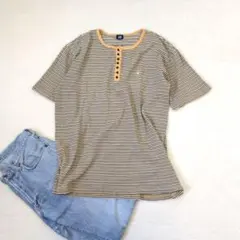 HANG TEN/ハンテン◇ヘンリーネックマルチボーダー柄リンガーTシャツ☆3Lのサムネイル
