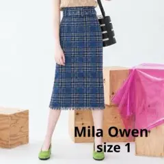 Mila Owen チェック柄 タイトスカート ブルー系 サイズ1