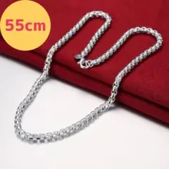 ボックスチェーンネックレス 刻印 925 シンプル 韓国 シルバー 55cm