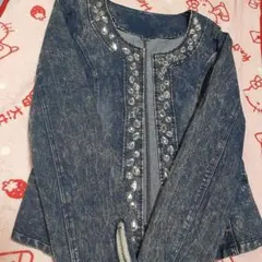 ビジュー付きデニムジャケット