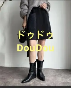 新品　美品　未着用　DouDou ドゥドゥ　キルティング切替ミニスカート　黒