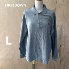 FIRST DOWN グレー 長袖ポロシャツ　メンズ　r484のサムネイル