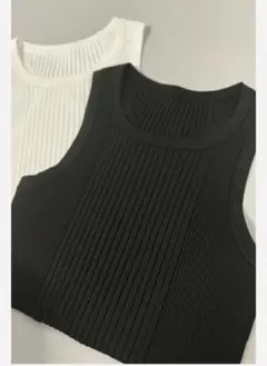 sheller シェリエ　rib knit cropped tops　2色セット