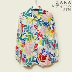 ZARA ボタニカル柄 長袖シャツ マルチカラー XSのサムネイル