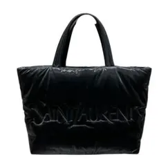 サンローラン YSL トートバッグ エンボス ロゴ ワイド パファー ブラックのサムネイル