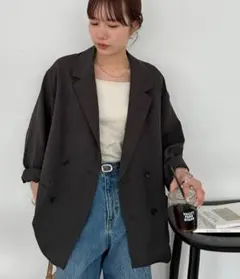 ⭕️新品 ディスコート テックリネンビッグシャツジャケット チャコールグレー