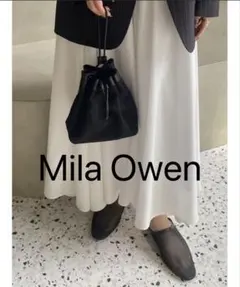 Mila Owen メッシュドロスト巾着バッグ ブラック 美品