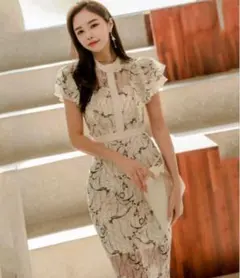 韓国 ひざ丈ワンピース