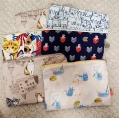 ネコ柄ポーチ6枚セット☆ハンドメイド作品