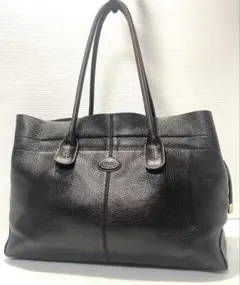 A291■ TOD'S トッズ エンボスロゴ レザー トートバッグ 焦ブラウン