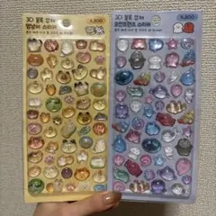 【韓国限定】3Dバブルステッカー 動物キャラクター 2枚セット