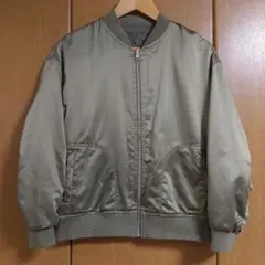 カーキ ジップアップ　ブルゾン　レース　リバーシブル　MAー1