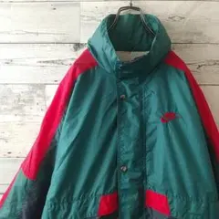 希少☆90s ナイキ 刺繍ロゴ フード収納 ナイロンジャケット L マルチカラー