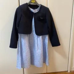 ネイビー ジャケット付き水色ドレス