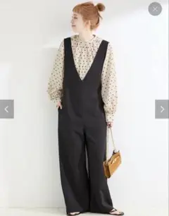 新品　ベーセーストック　ウォッシャブル ディープVリーンサロペット