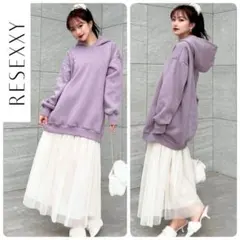 【美品】RESEXXY裏起毛スウェットミニワンピース ラベンダー　フーディー