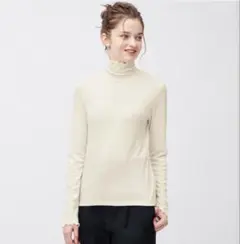 GUソフトリブタートルネックT