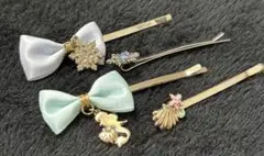 ディズニー　ヘアピン　4本セット　アリエル ＆ エルサ