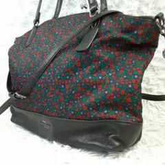美品△Coach コーチ ショルダーバッグ ブラック 黒 2way 花柄
