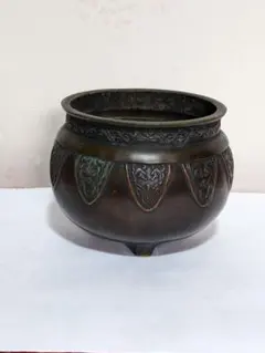 ♦江戸時代 三ツ足 香炉 火入 銅器 銅製 真鍮 コレクション骨董品アンティーク