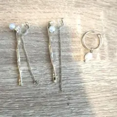 ゴールドパールイヤリング・イヤーカフセット