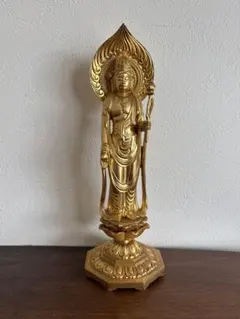 稀少仏像 観音菩薩像 金色 仏教美術 仏具 骨董品金メッキ 観音菩薩立像