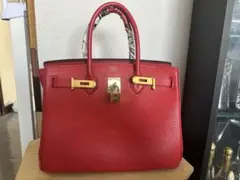レッド レザー ハンドバッグ