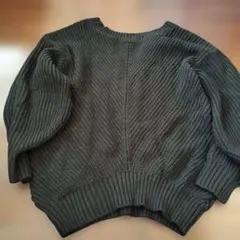 GRLブラックリブ編み 長袖ニット