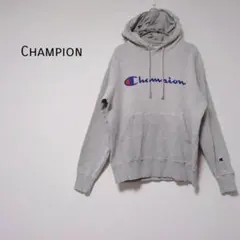 チャンピオン パーカー M グレー フード ブランドロゴ 刺繍 ユニセックス 春