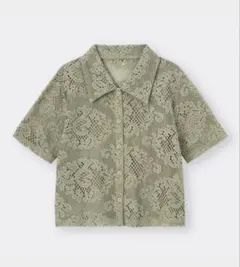 新品 GU レースコンパクトシャツ半袖 オリーブのサムネイル