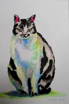猫の絵 原画 アート 一点物