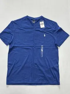 新品 ポロ・ラルフ・ローレン Vネック Tシャツ 青 Sサイズ