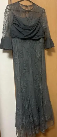 u*a様 エレガント グレー レース ドレス