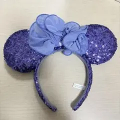ミニーちゃんカチューシャ　青スパンコール