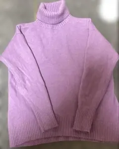 PLST プラステ タートルネックセーター M パープル カシミヤ混