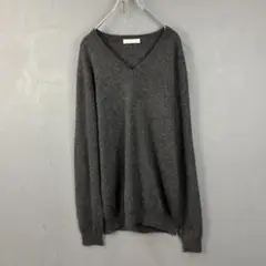 UNIQLO 長袖ニット カシミヤVネックセーター グレー XL 大きいサイズ
