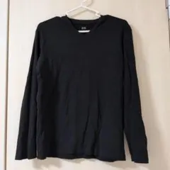 UNIQLO ユニクロ Vネック 長袖カットソー ブラック S