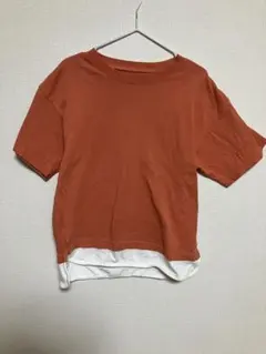GLOBAL WORK レイヤード風 クロップド丈 Tシャツ テラコッタのサムネイル