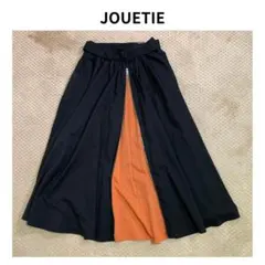 ジュエティ ★ バック ZIP ミディ スカート M ブラック オレンジ
