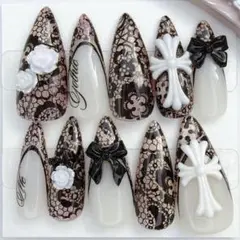 ネイルチップ ワンホン シズニルック Y2K クロム サブカル グランジ 韓国