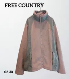 FREE COUNTRY フリースジャケット L ピンク/グレーS海外古着