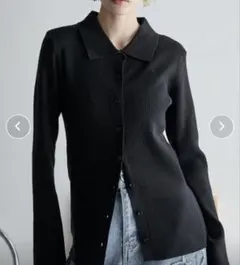 THE YOn リブニットポロカーディガン