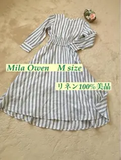 Mila Owen ミラオーウェン ウエストシャーリング リネンワンピース　Mのサムネイル