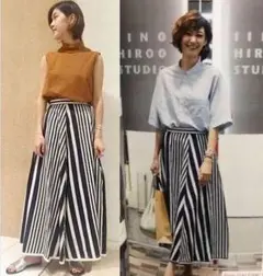 ギャルリーヴィー ストライプ リネン スカート 田丸麻紀さん着用