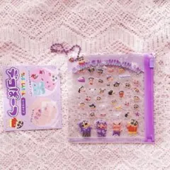パープル　クレヨンしんちゃん　デコパーツ　シール　ぷっくり　ボンボンドロップ風