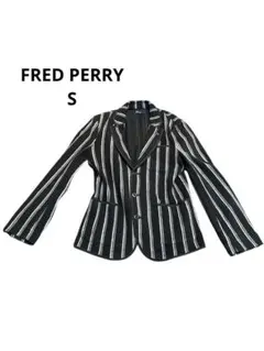 FRED PERRY ストライプ テーラードジャケット　ロゴピンバッジ
