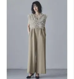 leja 2WAYシアースリーブ花柄パンツドレス ベージュ S - メルカリ