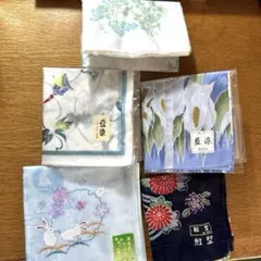 和柄　花柄　ハンカチ5枚セット　藍染　紅型
