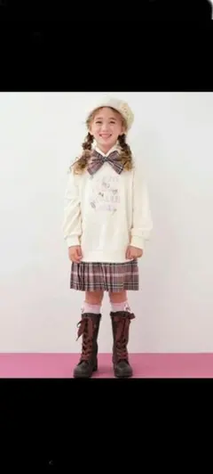 メゾピアノ　フード付きリボンワンピース 130cm