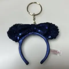 「ミニーマウス スパンコール カチューシャ キーチェーン（ブルー）」です